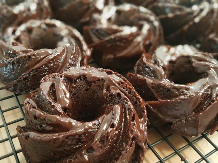 mini dOuble chOcOlate bundt cakes with ganache glaze - Sugar Booger Sweets